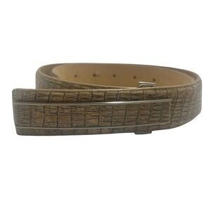 VTG Carlisle Tan Alligator Pattern Leather Belt Matching Oblong Buckle USA Small